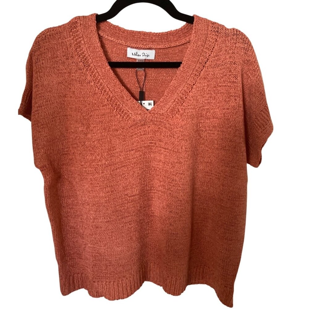NWT MELISSA PAIGE WOMENS V-NECK SHORT-SLEEVE SW Canyon Clay XL